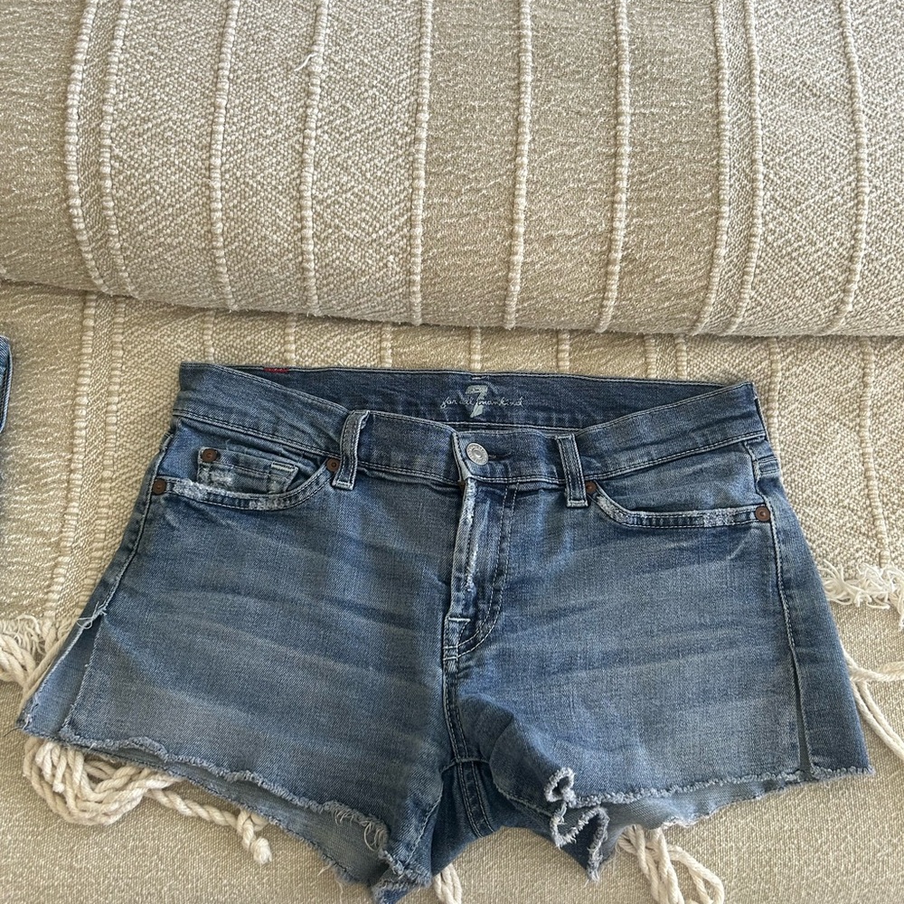 7 For All Man Kind Women’s Blue Denim Shorts